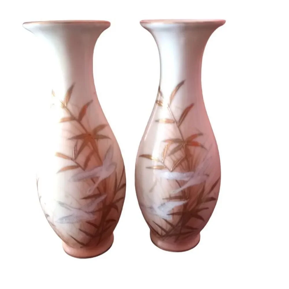 Vintage Ucago Japanese vases. Birds and bamboo